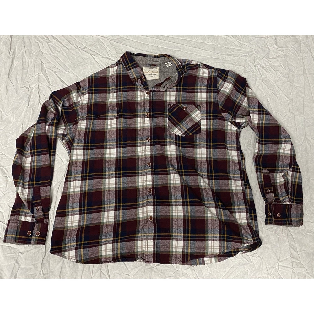 Weatherproof Vintage Mens XXL Plaid Flannel Shirt Button Down‎ Cotton